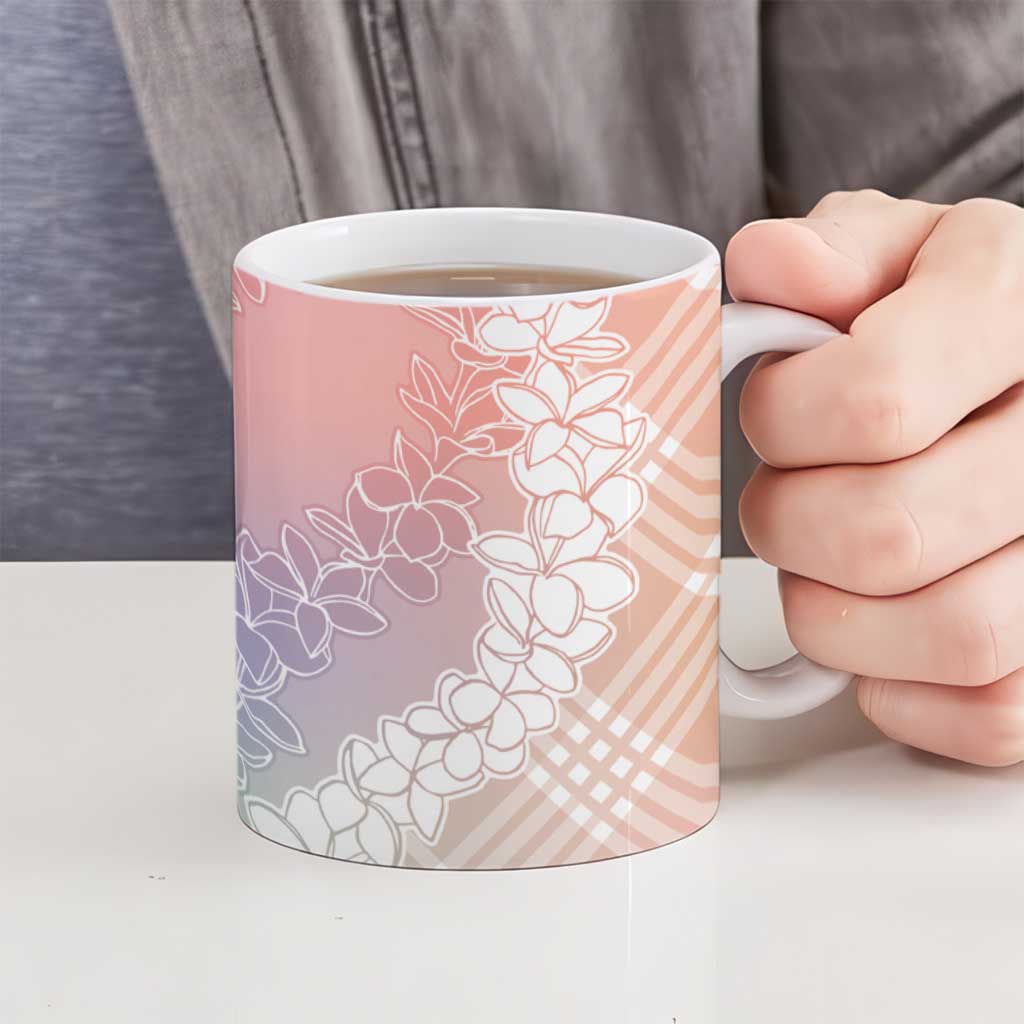 Hawaii Aloha Plumeria Lei Pastel Candy Palaka Ceramic Mug - Polynesian Pride