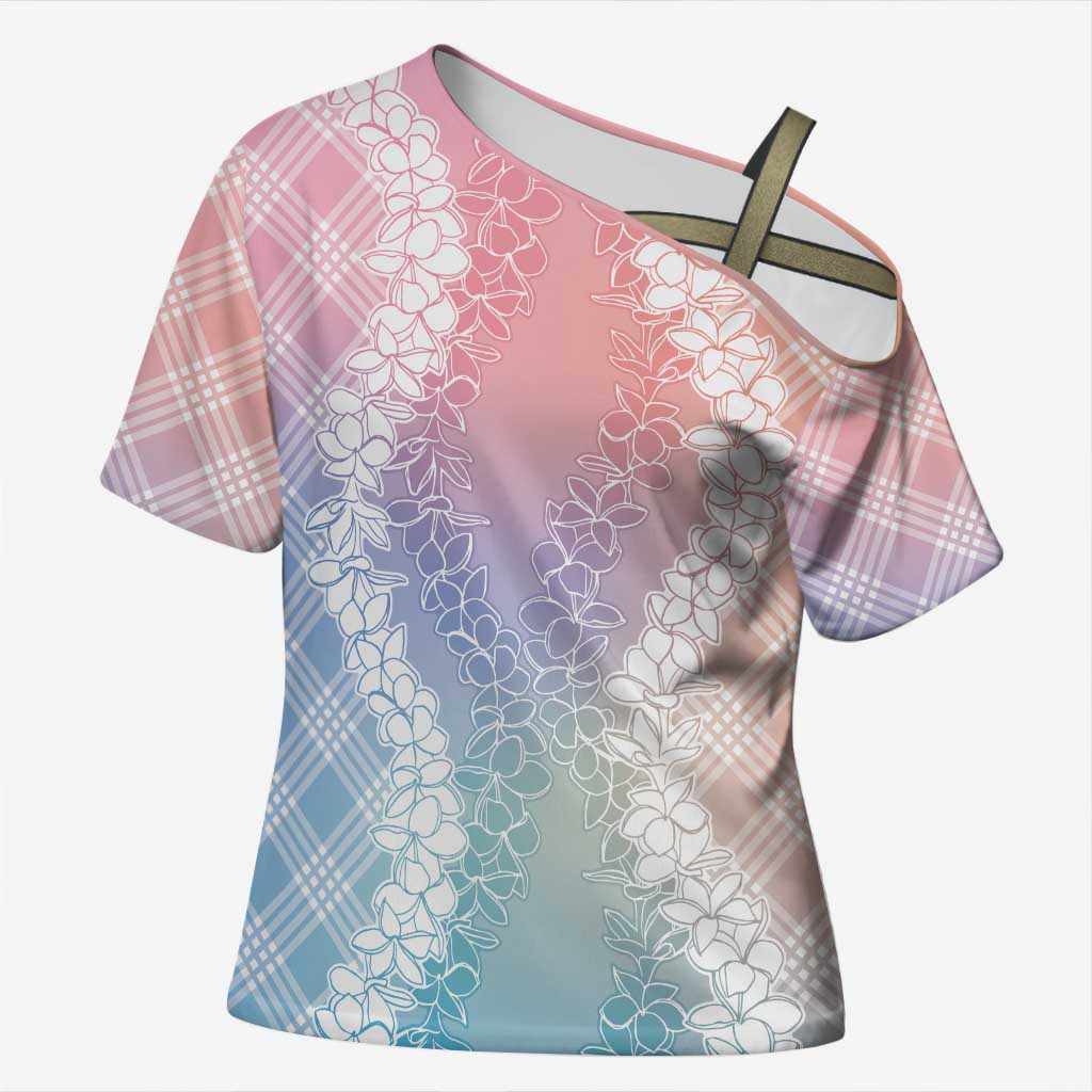 Hawaii Aloha Plumeria Lei Pastel Candy Palaka Cross Shoulder Shirt - Polynesian Pride