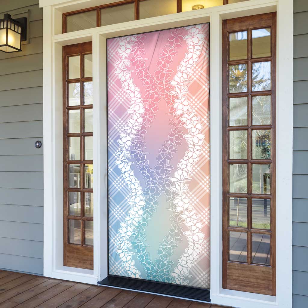 Hawaii Aloha Plumeria Lei Pastel Candy Palaka Door Cover - Polynesian Pride