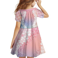 Hawaii Aloha Plumeria Lei Pastel Candy Palaka Family Matching Long Sleeve Bodycon Dress and Hawaiian Shirt - Polynesian Pride