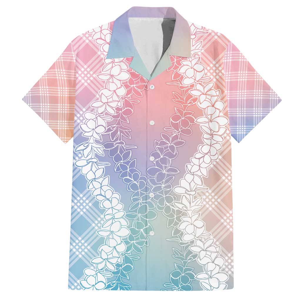 Hawaii Aloha Plumeria Lei Pastel Candy Palaka Family Matching Long Sleeve Bodycon Dress and Hawaiian Shirt - Polynesian Pride