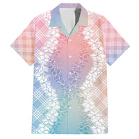 Hawaii Aloha Plumeria Lei Pastel Candy Palaka Family Matching Long Sleeve Bodycon Dress and Hawaiian Shirt - Polynesian Pride