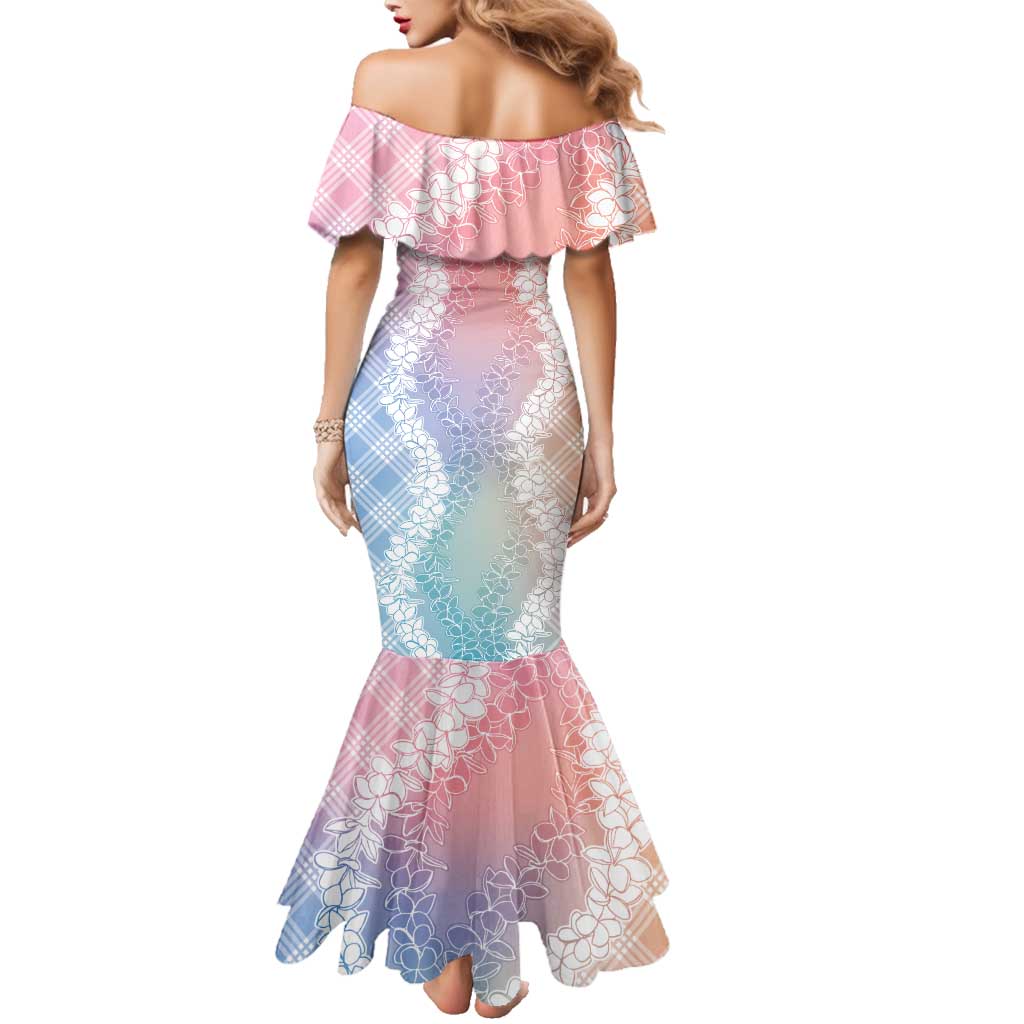 Hawaii Aloha Plumeria Lei Pastel Candy Palaka Family Matching Mermaid Dress and Hawaiian Shirt - Polynesian Pride