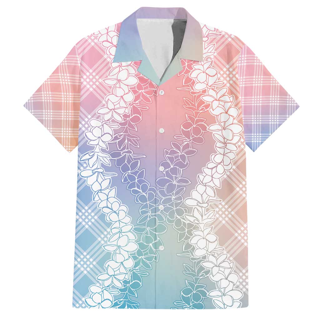 Hawaii Aloha Plumeria Lei Pastel Candy Palaka Family Matching Off Shoulder Maxi Dress and Hawaiian Shirt - Polynesian Pride