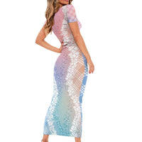 Hawaii Aloha Plumeria Lei Pastel Candy Palaka Family Matching Short Sleeve Bodycon Dress and Hawaiian Shirt - Polynesian Pride