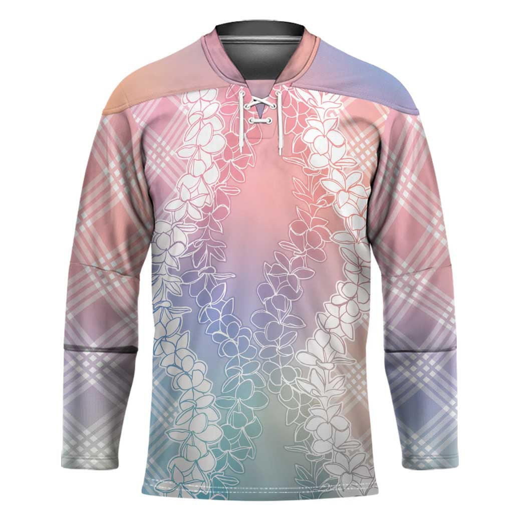 Hawaii Aloha Plumeria Lei Pastel Candy Palaka Hockey Jersey LT7 Unisex Pastel - Polynesian Pride