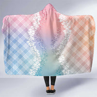 Hawaii Aloha Plumeria Lei Pastel Candy Palaka Hooded Blanket - Polynesian Pride