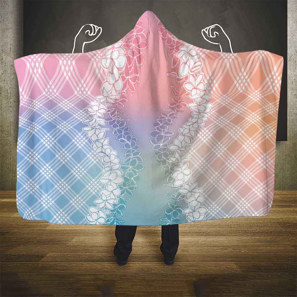Hawaii Aloha Plumeria Lei Pastel Candy Palaka Hooded Blanket - Polynesian Pride