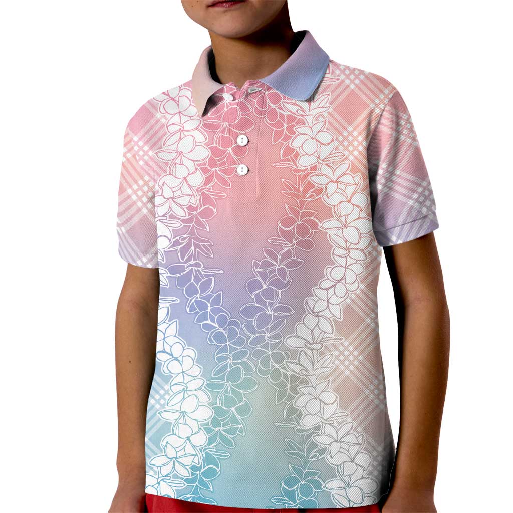 Hawaii Aloha Plumeria Lei Pastel Candy Palaka Kid Polo Shirt - Polynesian Pride