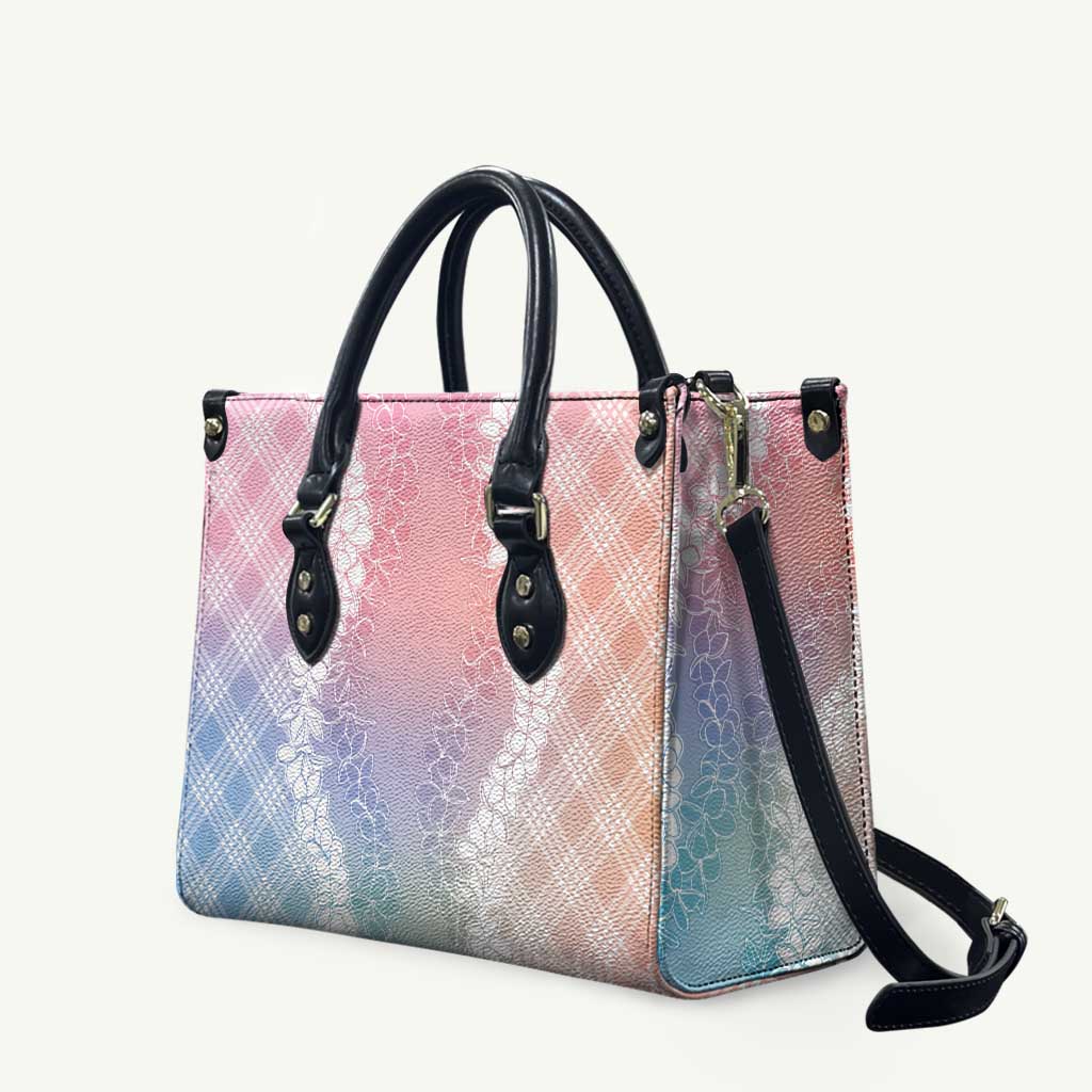 Hawaii Aloha Plumeria Lei Pastel Candy Palaka Leather Bag - Polynesian Pride