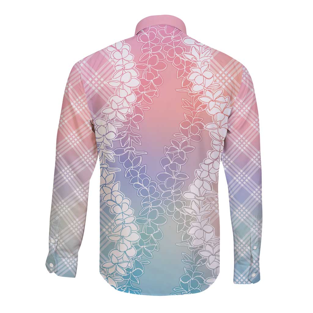 Hawaii Aloha Plumeria Lei Pastel Candy Palaka Long Sleeve Button Shirt - Polynesian Pride