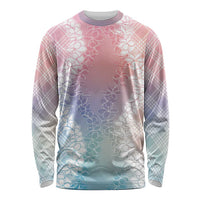 Hawaii Aloha Plumeria Lei Pastel Candy Palaka Long Sleeve Shirt - Polynesian Pride