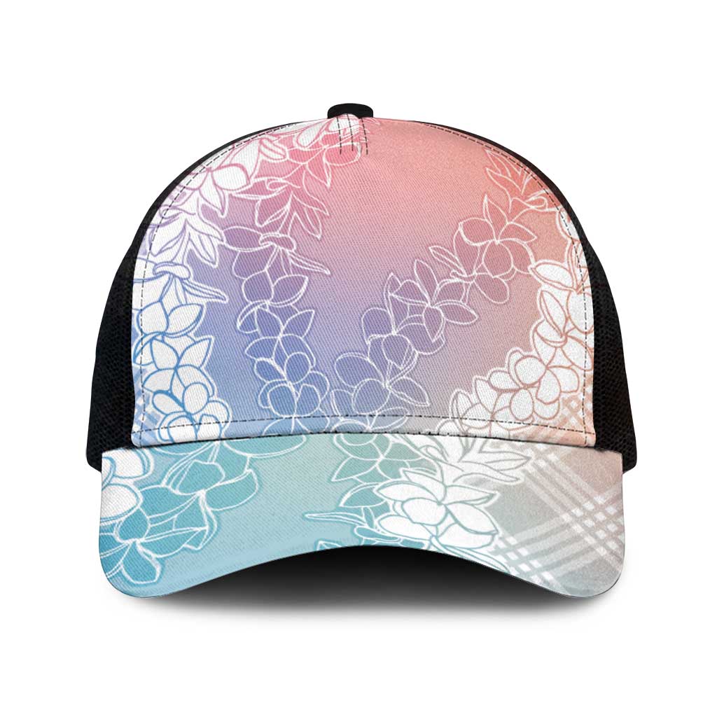Hawaii Aloha Plumeria Lei Pastel Candy Palaka Mesh Trucker Cap - Polynesian Pride