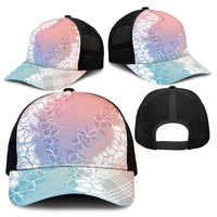 Hawaii Aloha Plumeria Lei Pastel Candy Palaka Mesh Trucker Cap - Polynesian Pride