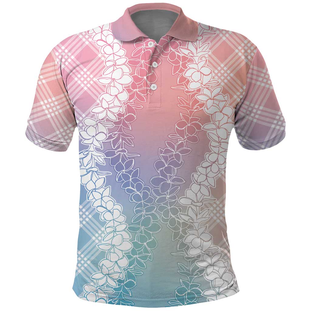 Hawaii Aloha Plumeria Lei Pastel Candy Palaka Polo Shirt - Polynesian Pride