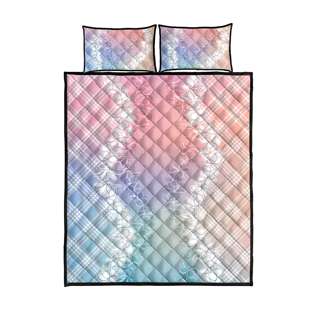 Hawaii Aloha Plumeria Lei Pastel Candy Palaka Quilt Bed Set - Polynesian Pride