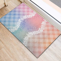 Hawaii Aloha Plumeria Lei Pastel Candy Palaka Rubber Doormat - Polynesian Pride