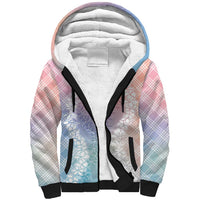 Hawaii Aloha Plumeria Lei Pastel Candy Palaka Sherpa Hoodie - Polynesian Pride