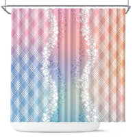 Hawaii Aloha Plumeria Lei Pastel Candy Palaka Shower Curtain - Polynesian Pride