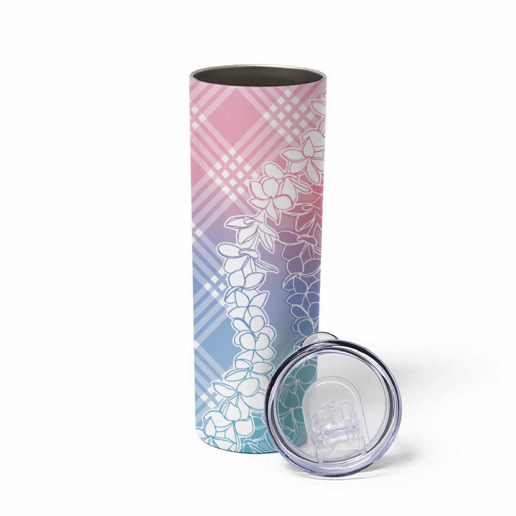 Hawaii Aloha Plumeria Lei Pastel Candy Palaka Skinny Tumbler - Polynesian Pride