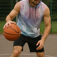 Hawaii Aloha Plumeria Lei Pastel Candy Palaka Sleeveless Hoodie - Polynesian Pride