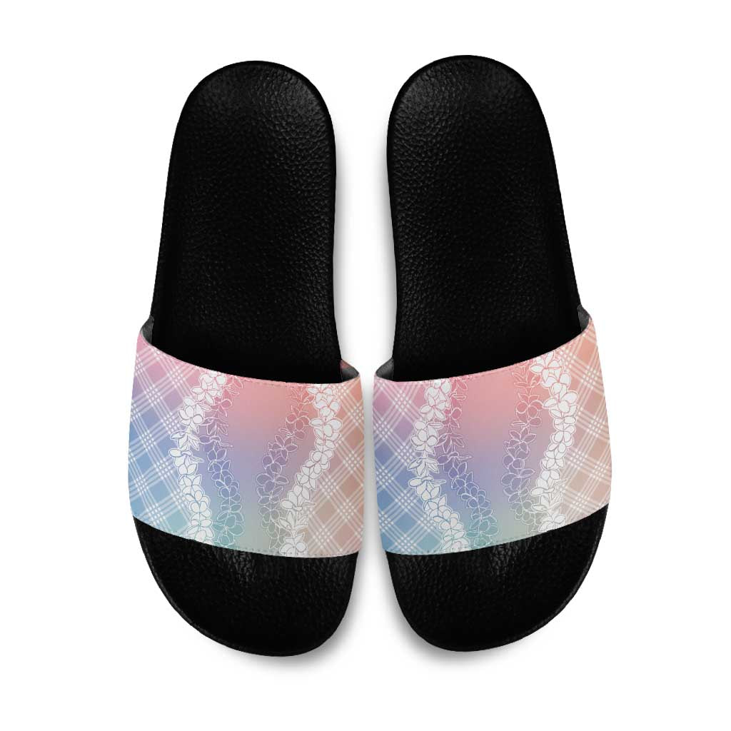 Hawaii Aloha Plumeria Lei Pastel Candy Palaka Slide Sandals LT7 Pastel - Polynesian Pride