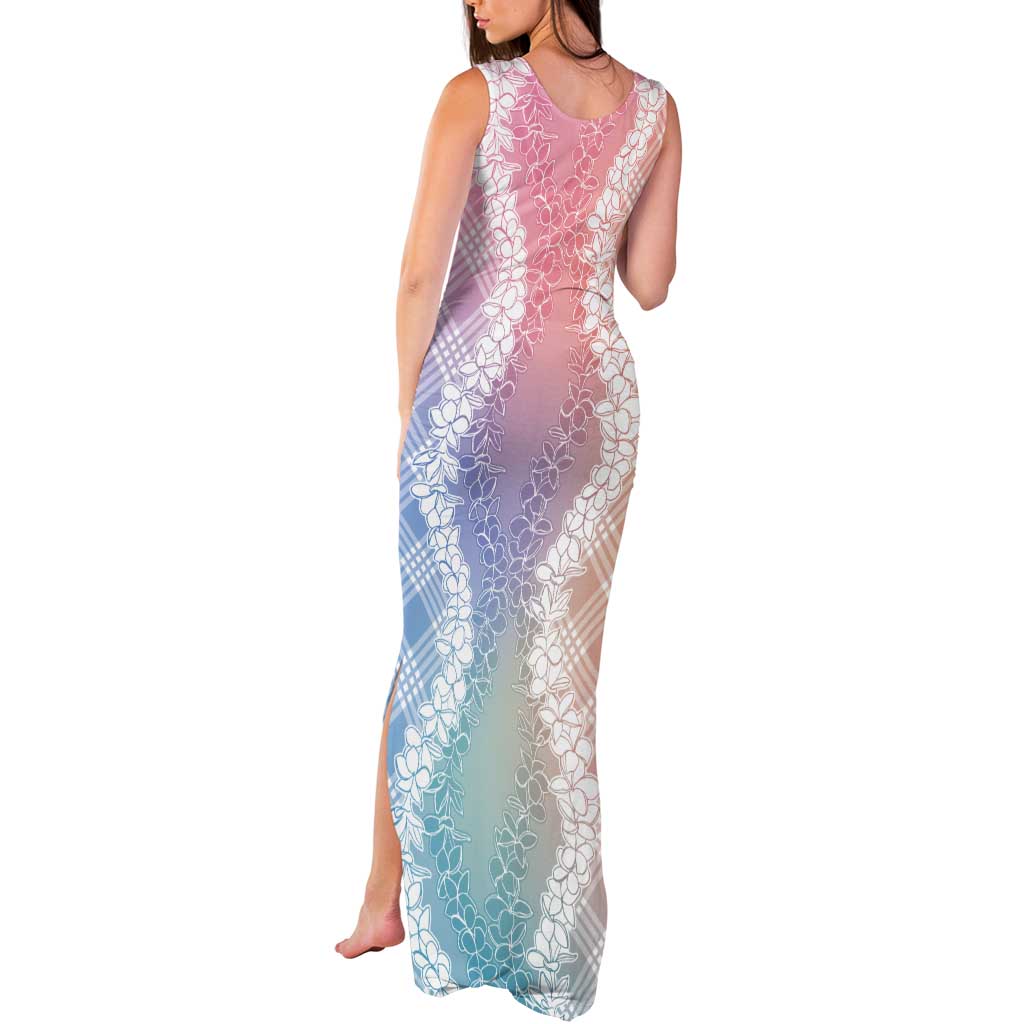 Hawaii Aloha Plumeria Lei Pastel Candy Palaka Tank Maxi Dress - Polynesian Pride