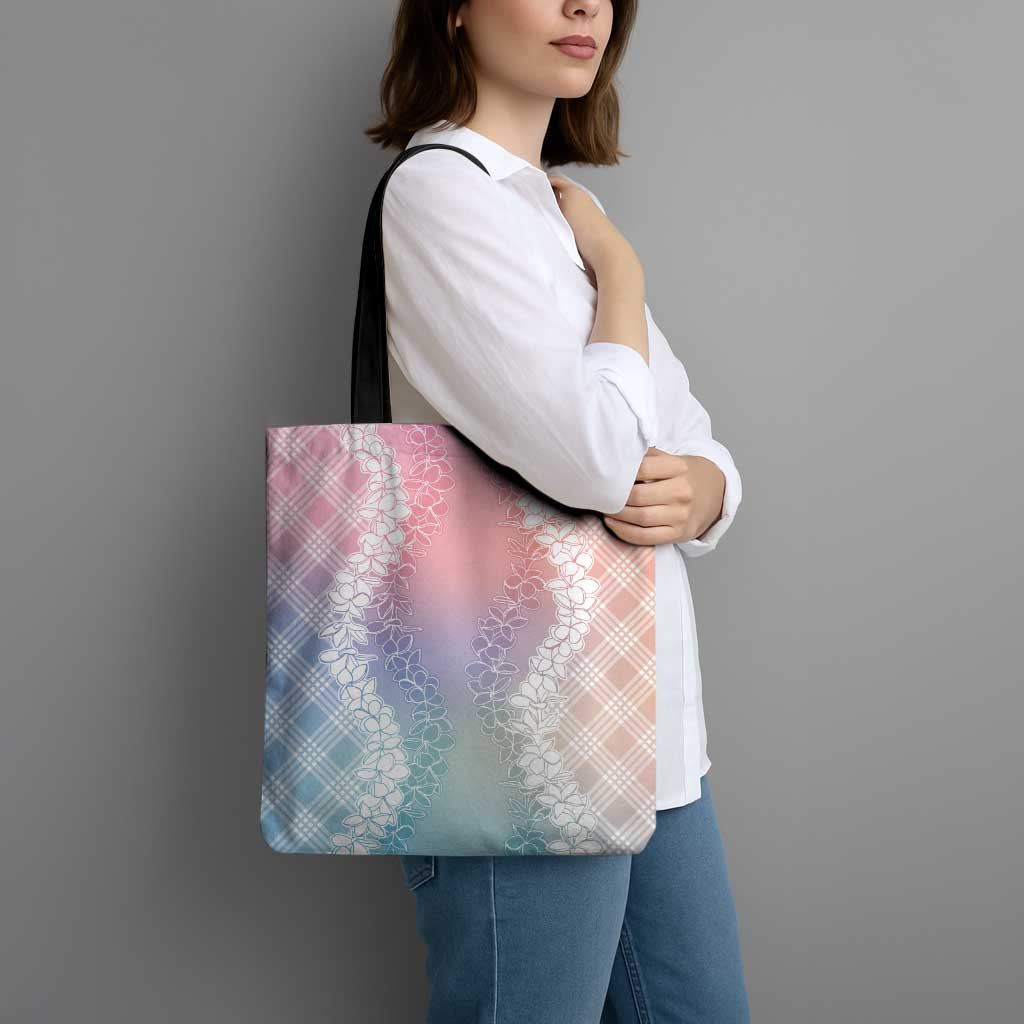 Hawaii Aloha Plumeria Lei Pastel Candy Palaka Tote Bag - Polynesian Pride