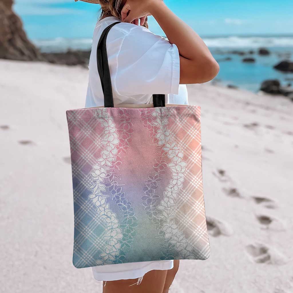 Hawaii Aloha Plumeria Lei Pastel Candy Palaka Tote Bag - Polynesian Pride
