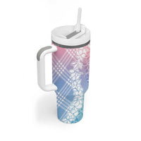 Hawaii Aloha Plumeria Lei Pastel Candy Palaka Tumbler With Handle - Polynesian Pride