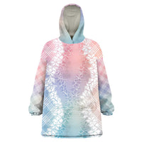 Hawaii Aloha Plumeria Lei Pastel Candy Palaka Wearable Blanket Hoodie - Polynesian Pride