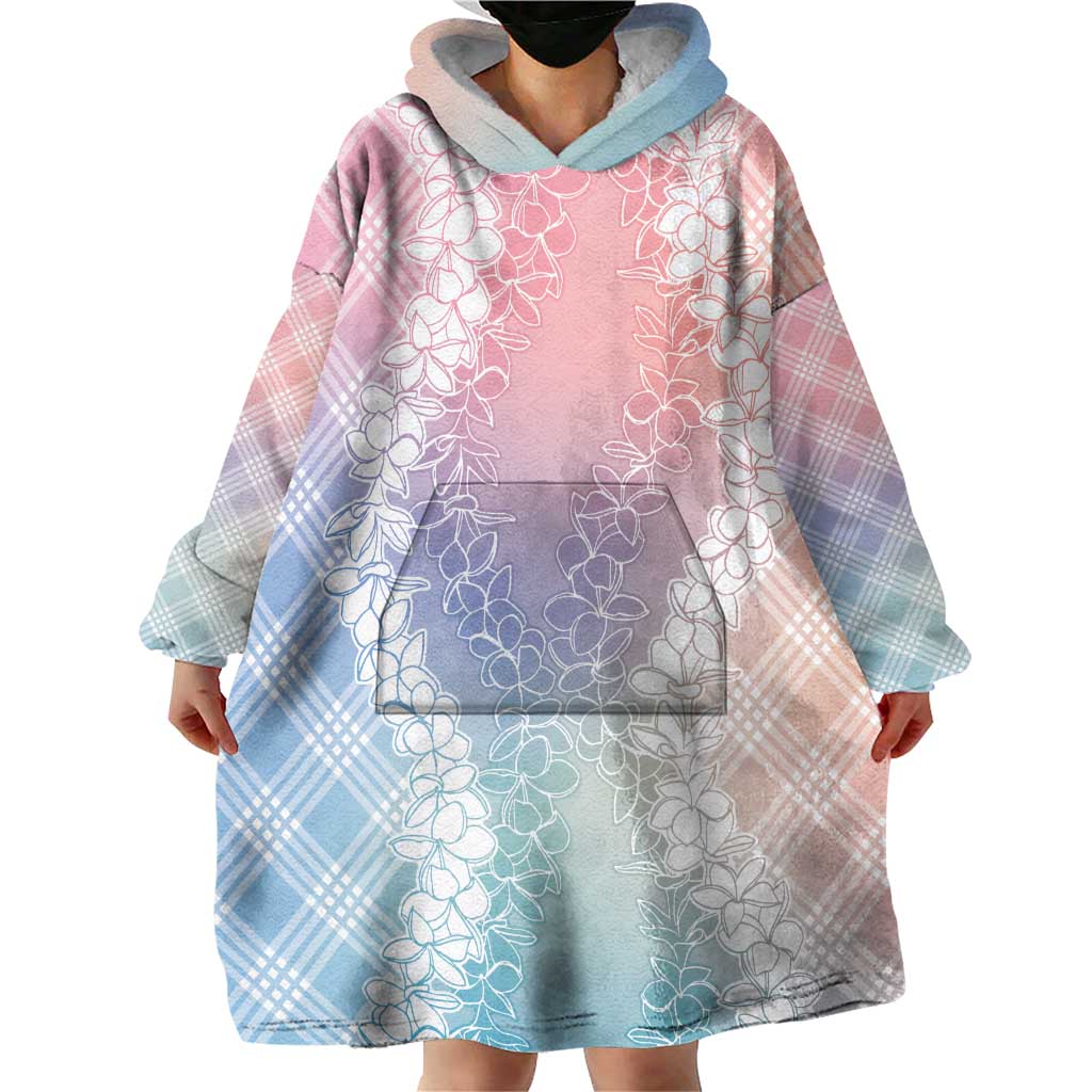 Hawaii Aloha Plumeria Lei Pastel Candy Palaka Wearable Blanket Hoodie - Polynesian Pride
