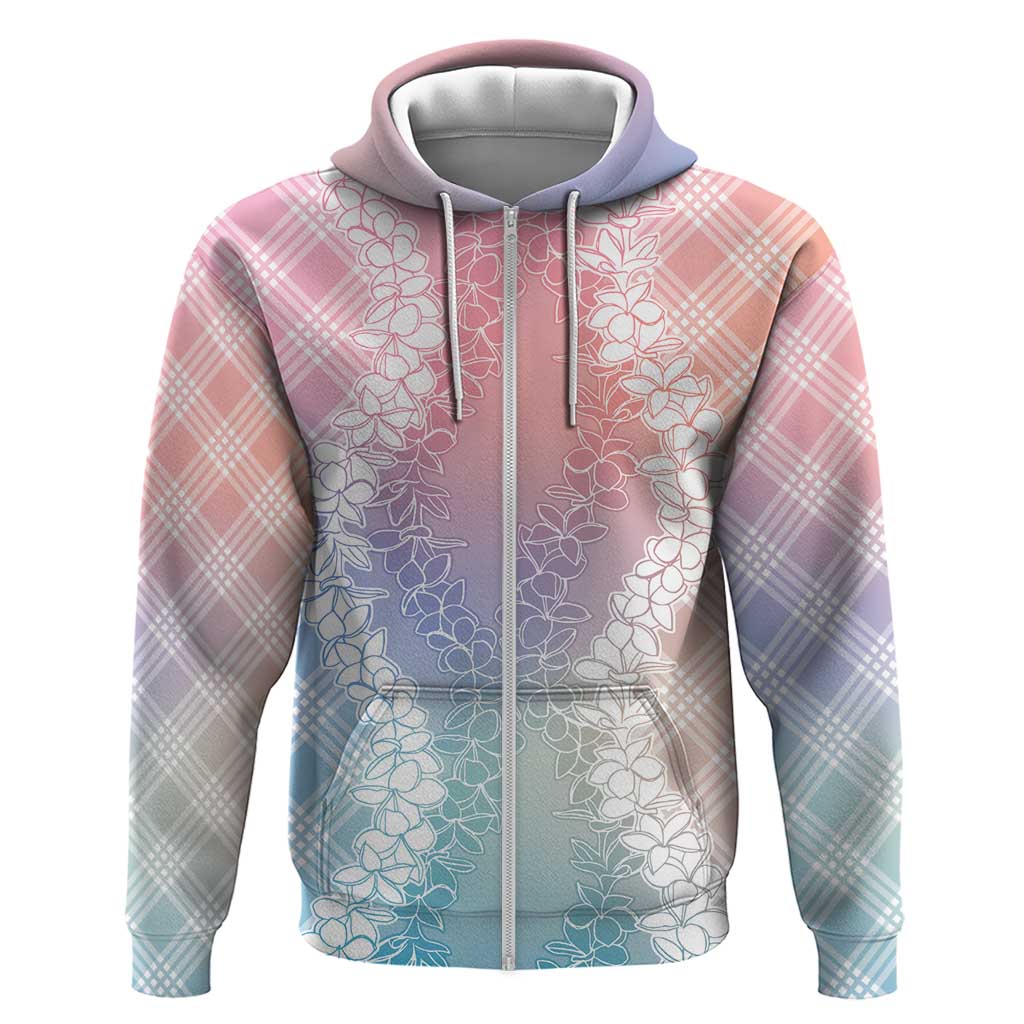 Hawaii Aloha Plumeria Lei Pastel Candy Palaka Zip Hoodie LT7 Zip Hoodie Pastel - Polynesian Pride