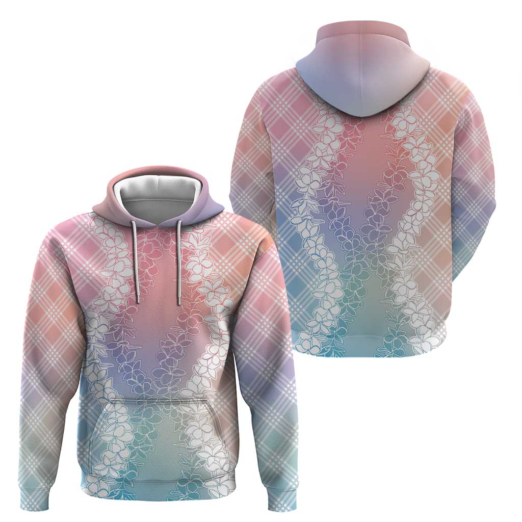Hawaii Aloha Plumeria Lei Pastel Candy Palaka Zip Hoodie - Polynesian Pride