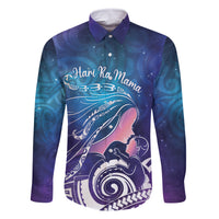 New Zealand Mother's Day Family Matching Long Sleeve Bodycon Dress and Hawaiian Shirt Maori Hari Ra Mama LT7 Dad's Shirt - Long Sleeve Galaxy - Polynesian Pride