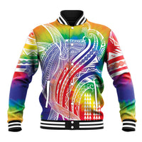 Aloha Pride Rainbow Tie Dye Baseball Jacket Humpback Whale - Love is Love LT7 Unisex Colorful - Polynesian Pride