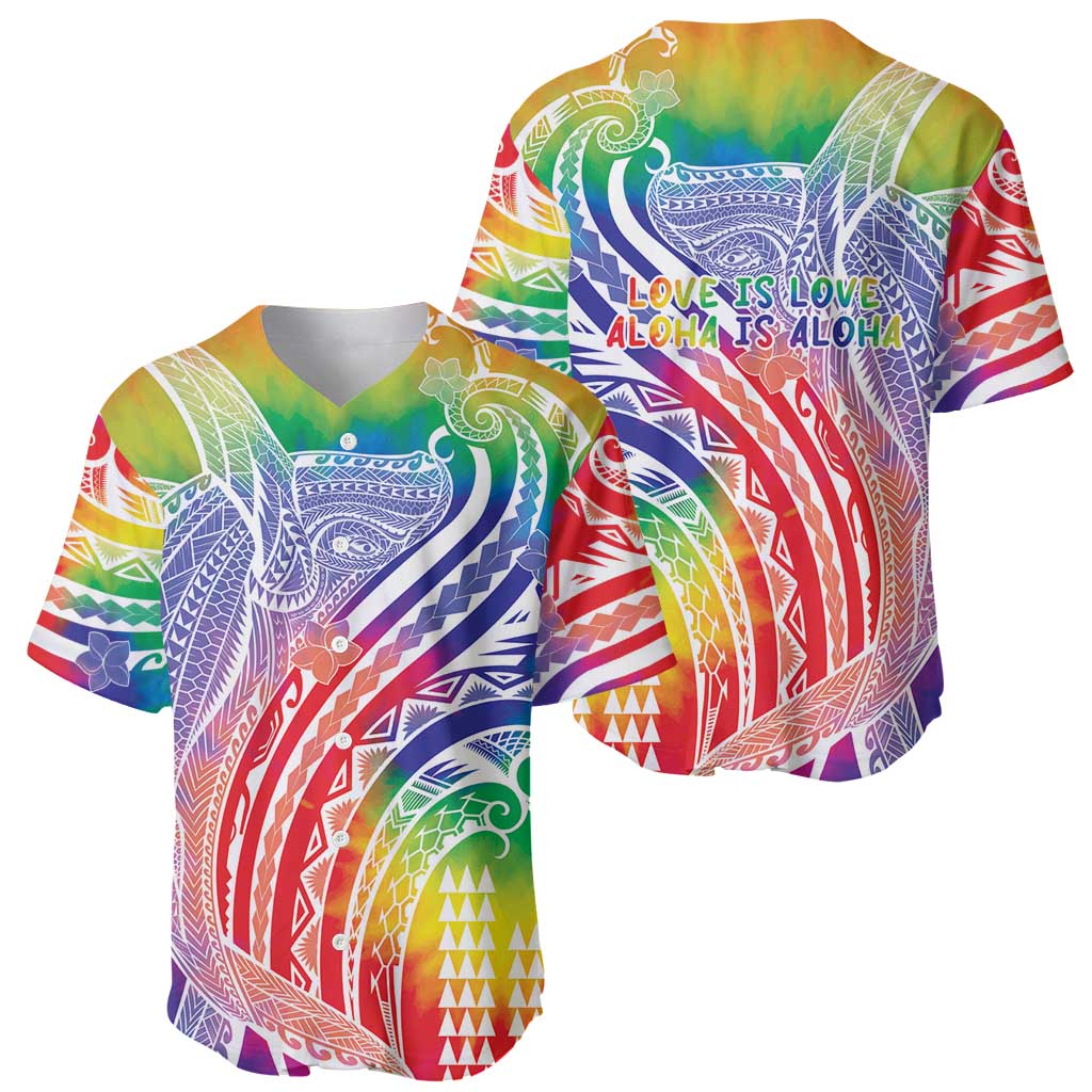 Aloha Pride Rainbow Tie Dye Baseball Jersey Humpback Whale - Love is Love