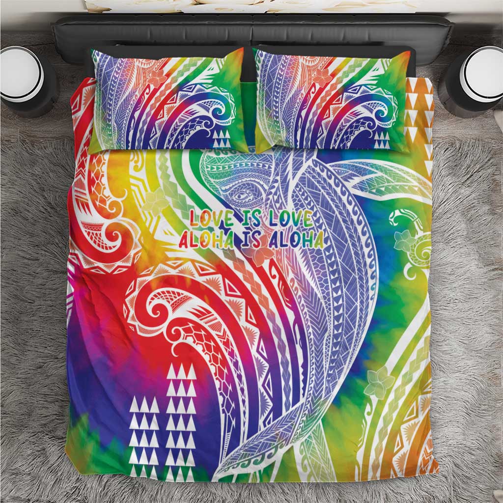 Aloha Pride Rainbow Tie Dye Bedding Set Humpback Whale - Love is Love