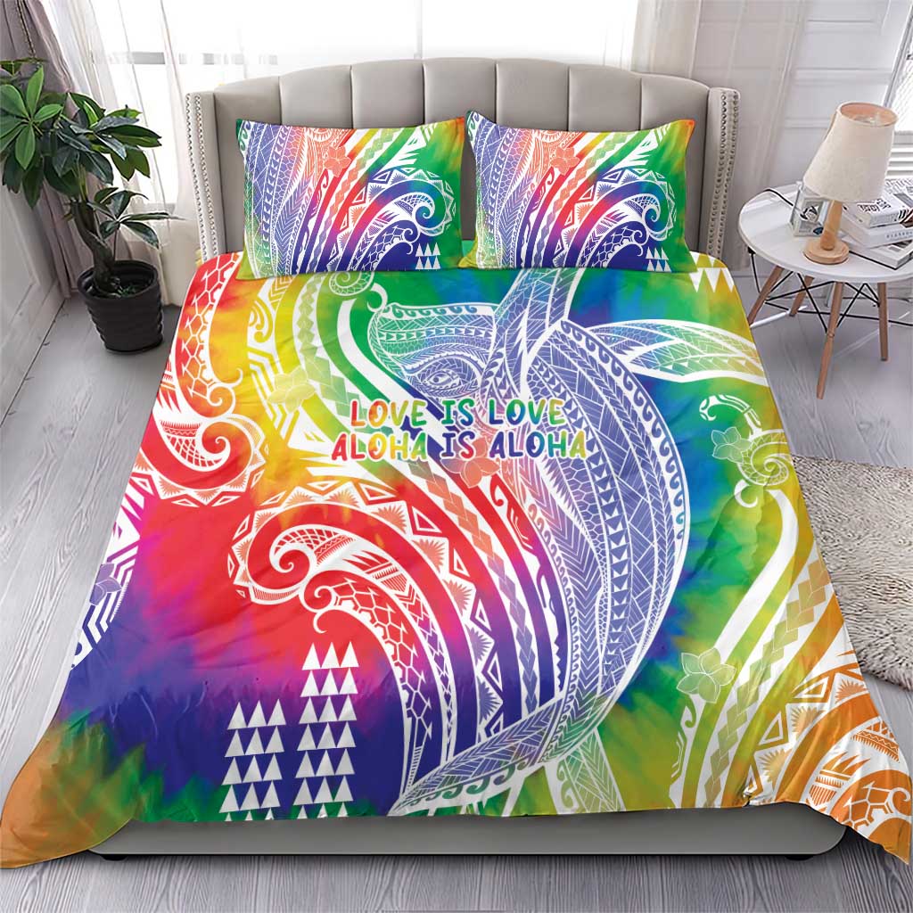 Aloha Pride Rainbow Tie Dye Bedding Set Humpback Whale - Love is Love
