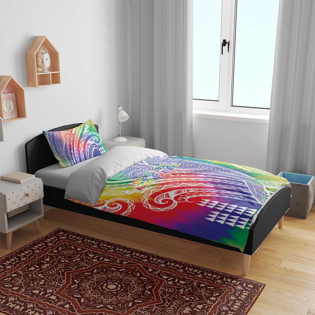 Aloha Pride Rainbow Tie Dye Bedding Set Humpback Whale - Love is Love