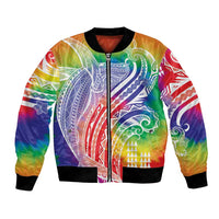 Aloha Pride Rainbow Tie Dye Bomber Jacket Humpback Whale - Love is Love LT7 Unisex Colorful - Polynesian Pride