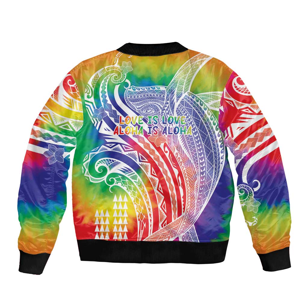 Aloha Pride Rainbow Tie Dye Bomber Jacket Humpback Whale - Love is Love LT7 - Polynesian Pride