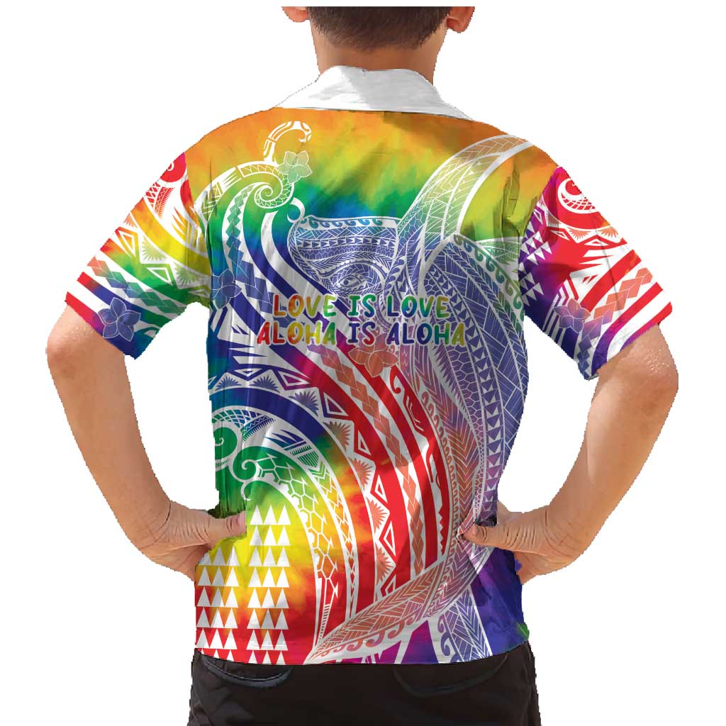 Aloha Pride Rainbow Tie Dye Family Matching Mermaid Dress and Hawaiian Shirt Humpback Whale - Love is Love