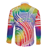 Aloha Pride Rainbow Tie Dye Family Matching Off The Shoulder Long Sleeve Dress and Hawaiian Shirt Humpback Whale - Love is Love