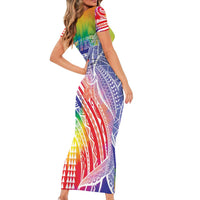 Aloha Pride Rainbow Tie Dye Family Matching Short Sleeve Bodycon Dress and Hawaiian Shirt Humpback Whale - Love is Love