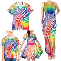 Aloha Pride Rainbow Tie Dye Family Matching Tank Maxi Dress and Hawaiian Shirt Humpback Whale - Love is Love