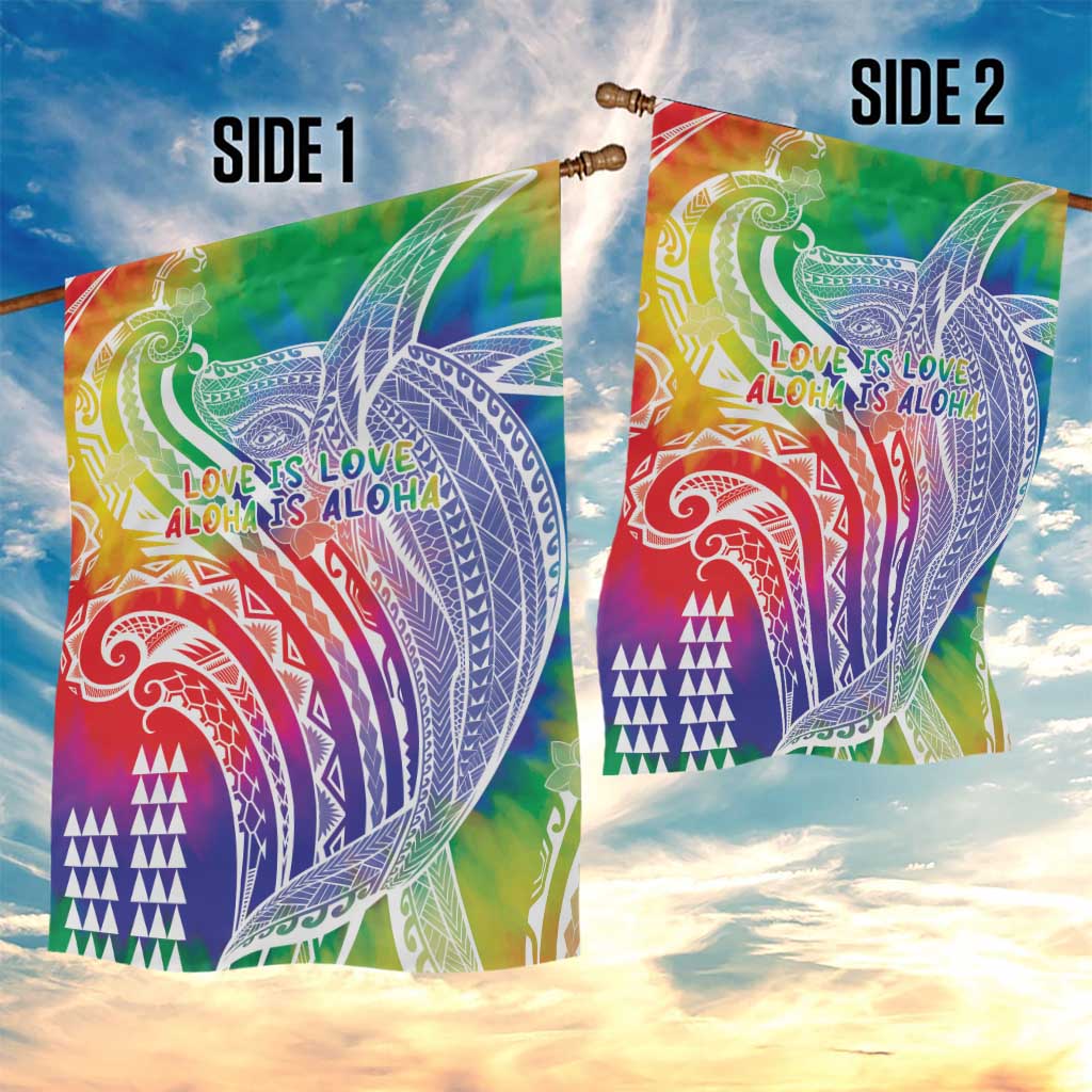 Aloha Pride Rainbow Tie Dye Garden Flag Humpback Whale - Love is Love