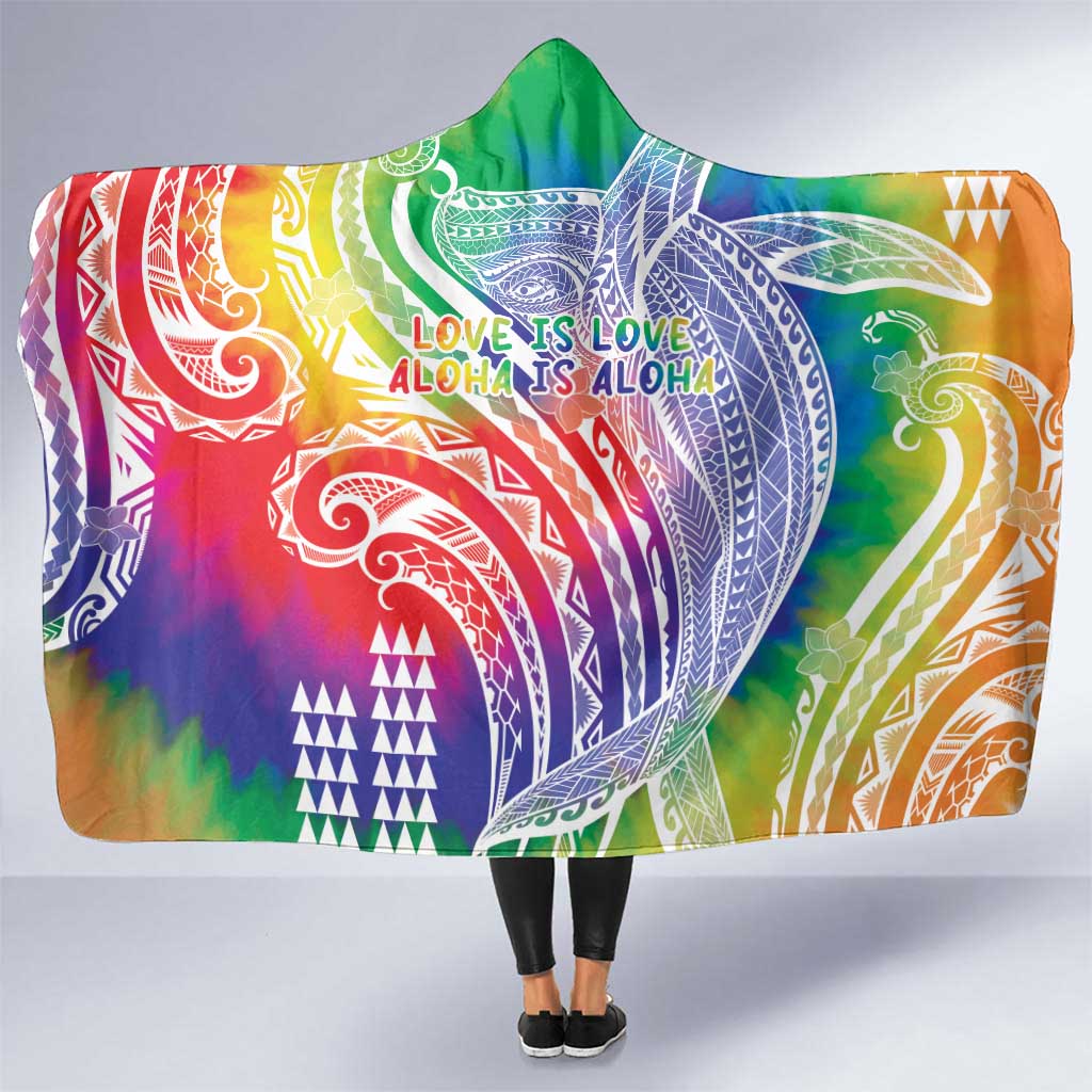 Aloha Pride Rainbow Tie Dye Hooded Blanket Humpback Whale - Love is Love