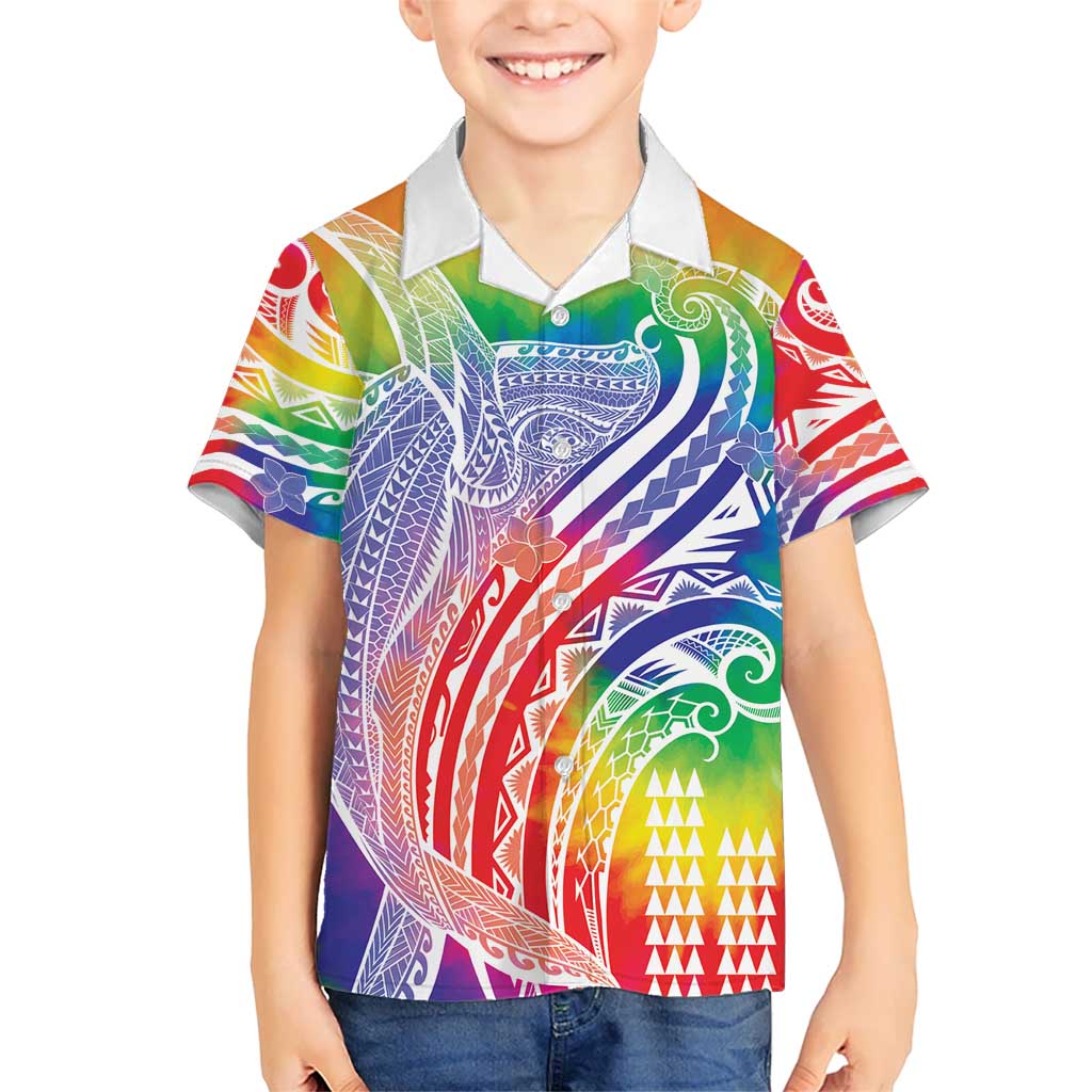 Aloha Pride Rainbow Tie Dye Kid Hawaiian Shirt Humpback Whale - Love is Love LT7 Kid Colorful - Polynesian Pride