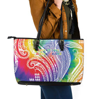 Aloha Pride Rainbow Tie Dye Leather Tote Bag Humpback Whale - Love is Love LT7 - Polynesian Pride